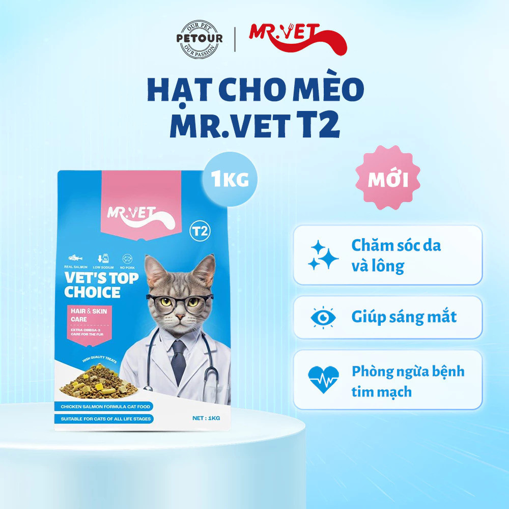 Thức Ăn Cho Mèo MRVET Dạng Hạt Với 30% Protein Bổ Sung Omega-3 Dành Cho Mèo Mọi Lứa Tuổi
