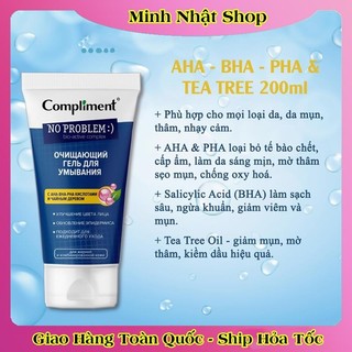 [DATE MỚI] Sữa rửa mặt - Gel NO PROBLEM Compliment chứa Tea Tree Salicylic Acid,giảm viêm,mụn 200ML của Nga