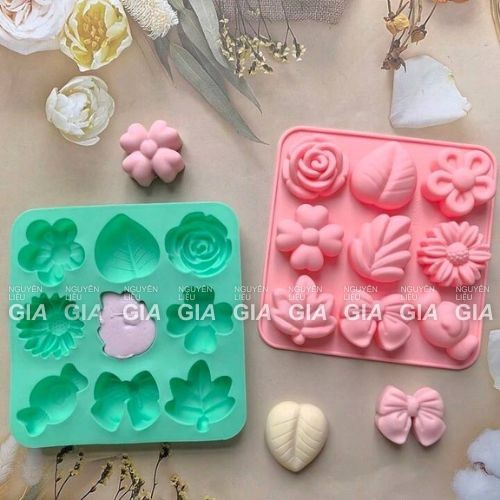Khuôn Silicon đổ khúc bạch, chip chip - HOA LÁ 9 Ô
