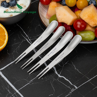 Boundless Voyage Titanium Dual-Sử Dụng Bộ Muỗng Nĩa 5 Chiếc Siêu Nhẹ Cắm Trại Dao Kéo Cho Trái Cây, Cà Phê, Kem Ti1126T