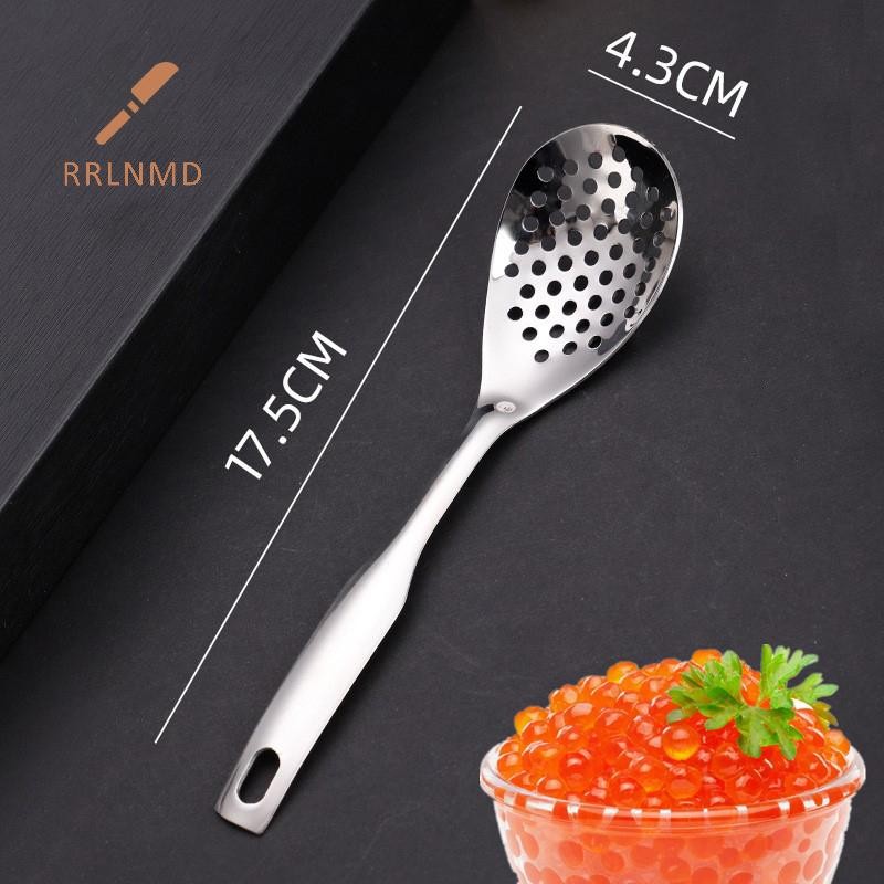 RRLNMD Thìa Nhà Bếp Bằng Thép Không Gỉ Có Lỗ Ẩm Caviar Builder Roe Sauce Lọc Thìa Bền Nhà Bếp Nấu Ăn Tiện Ích MỚI