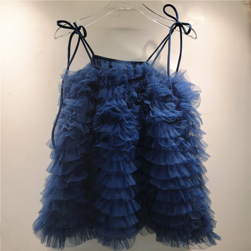 Mùa Hè 2025 Phong Cách Mới Ngọt Ngào Tính Khí Màu Kẹo Buộc Dây Đeo Vai Melaleuca Gạc Camisole