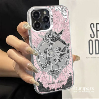ibumpers Ốp Điện Thoại iPhone Vintage Cupid Họa Tiết Nghệ Thuật Cho IPhone 16 15 14 12 13 11 Pro Max IP 7 8 Plus X XS XR Ốp Lưng IMD Cứng Và Nhẵn