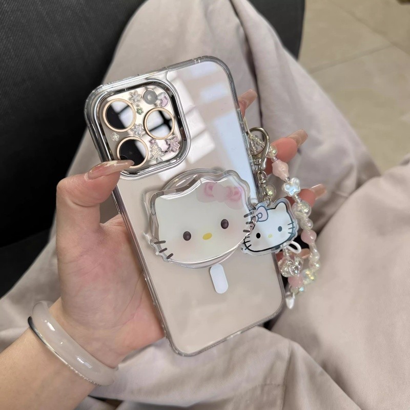 Hàn Quốc Dễ Thương Sanrio Hello Kitty 's Socket Magsafe Giá Đỡ Từ Tính Giá Đỡ Điện Thoại Grip Tok Hỗ Trợ Cho iPhone 16 15 Pro Max