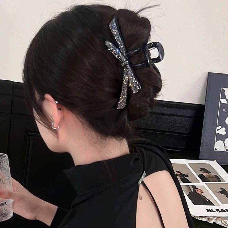Full Kim Cương Nơ Lấy Kẹp Nữ Đơn Giản Cua Móng Vuốt Tóc
