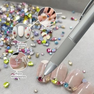 THEHOMECO Nail Dotting Pen, Press Type Ballpoint Pen Design Nail Art Dotting Pen, Chuyên Nghiệp 4 Trong 1 Nhiều Kích Thước Móng Tay Nghệ Thuật Đầu Chấm Sơn Kim Cương Giả Picker