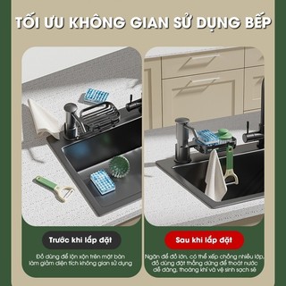 Bộ Vòi Bơm Hút Nước Rửa Chén Kèm Giá Để Đồ Gắn Bồn Rửa Bát Bằng Nhựa ABS Cao Cấp Với Ống Dẫn Silicon 100cm Tiện Dụng