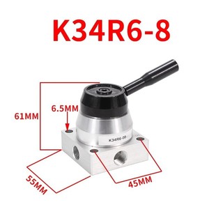 Linh Kiện Khí Nén K34R6-8D Van Điều Khiển 4 Chiều Tay Xoay 3 Vị Trí Cho Xi Lanh BZ4S