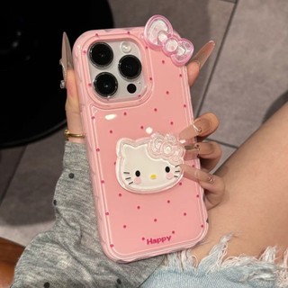 Phim Hoạt Hình Dễ Thương 3D Nơ Hello Kitty Mèo Sóng Điểm Ốp Lưng Điện Thoại iPhone 16 Pro Max 13 14 15 Promax Chống Sốc Ngọt Ngào Nữ Tính Silicon Mềm Vỏ Di Động