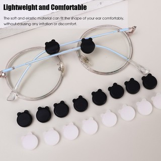 [3-5 Ngày Đến] Bear Ear Glasses - Vỏ Chống Trơn Trượt 5-25Pack, Kính Mắt Silicon Mềm Cho Thể Thao, Thiết Kế Dễ Thương - Đen / Trắng