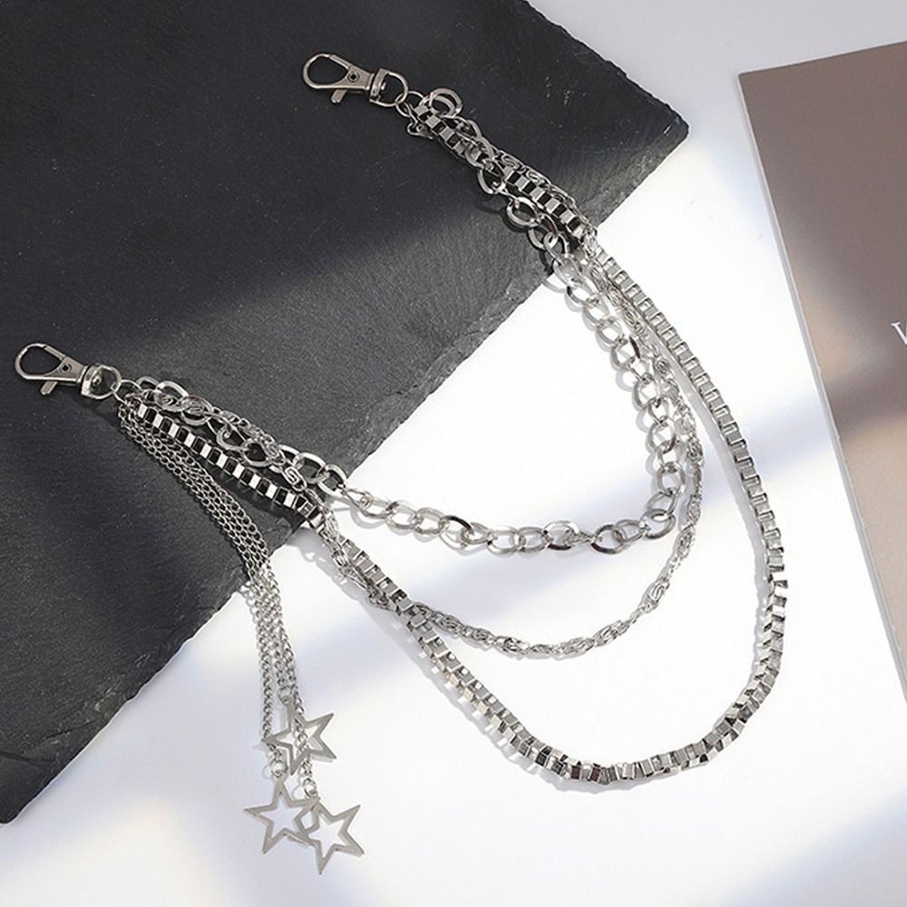 Dây chuyền và thắt lưng đa dạng: Túi rue Woodnest, thắt lưng ngôi sao Gothic, phù hợp với quần jeans phong cách Harajuku Hip Hop