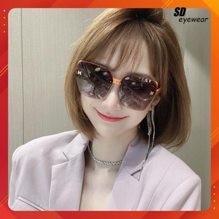 [Ảnh thật] Kính mát nữ thời trang form vuông nữa viền màu ombre độc lạ HM 70059