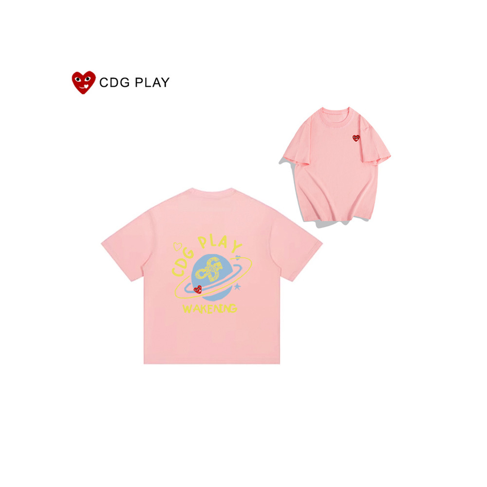 CDG PLAY Nam Nữ Tay Ngắn 2025 Mùa Hè Nửa Tay Cặp Đôi Thể Thao Top Áo Thun Rời Dạo Phố Hình Trái Tim