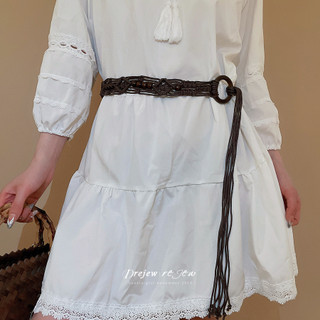 DREJEW Retro Bohemian hạt gạo dệt thắt lưng, phong cách dân tộc, thắt lưng thích hợp và đa năng, phụ kiện thắt lưng cao cấp thời trang và đa năng