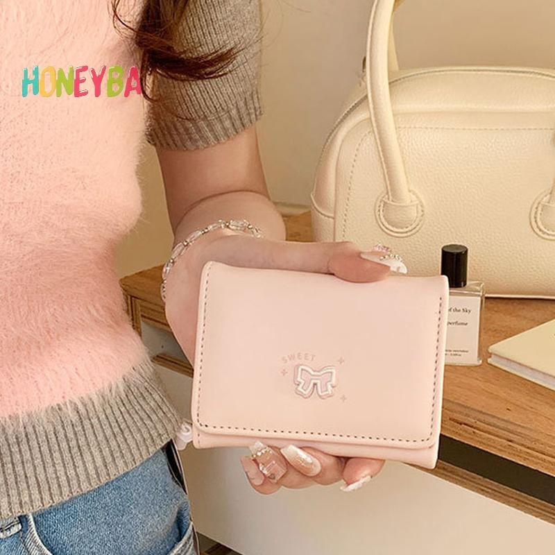 < Honeyba > Ví Nơ Hàn Quốc Thời Trang Và Thường Ngày Ví Nữ Ngắn Đổi Thẻ Túi