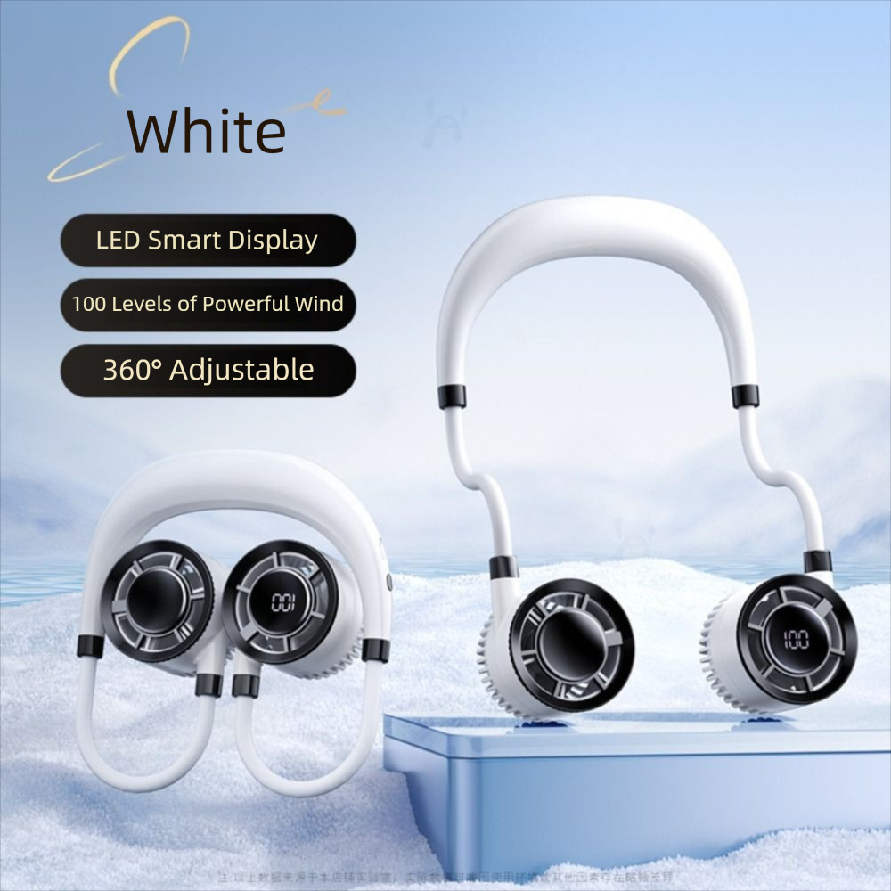 Quạt treo cổ DARON, Quạt di động có thể gập lại siêu yên tĩnh gió mạnh, Máy điều hòa cá nhân An toàn đa chức năng 4 tốc độ Quạt rảnh tay có thể điều chỉnh Đi bộ đường dài