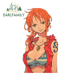 EARLFAMILY One Piece Nami Nhãn Dán Xe Đẩy Sáng Tạo Tủ Lạnh Laptop Campervan 3D Decal Ngộ nghĩnh Thời Trang Chống Thấm Nước Phụ Kiện Xe Hơi Graffiti