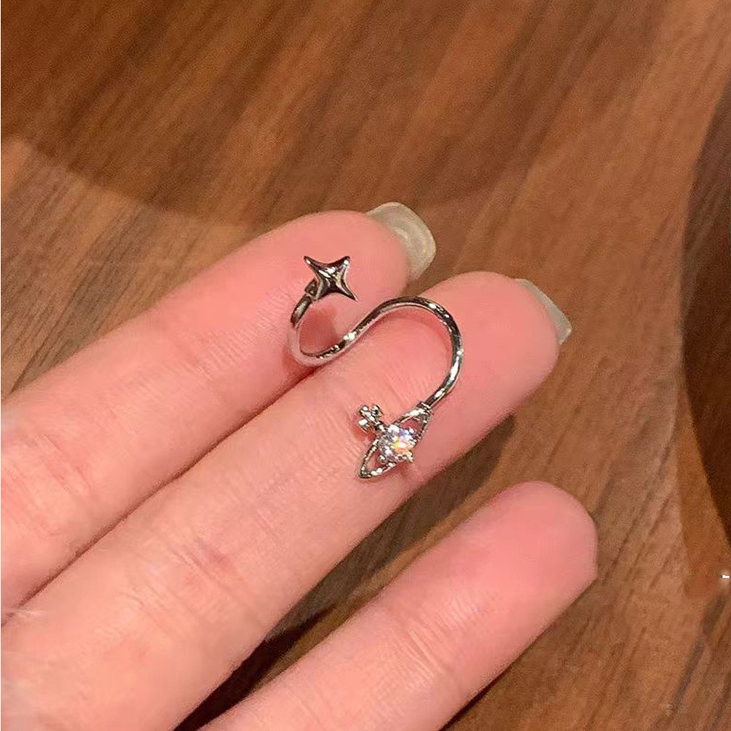 ✨Nhẫn Móng Ngựa Ngôi Sao 1.2 Bông Tai Hình Chữ S Ốc Không Chọn Siêu Nhấp Nháy Zircon Bông Tai Nhấp Nháy Sao Thổ Bông Tai 25.5.29