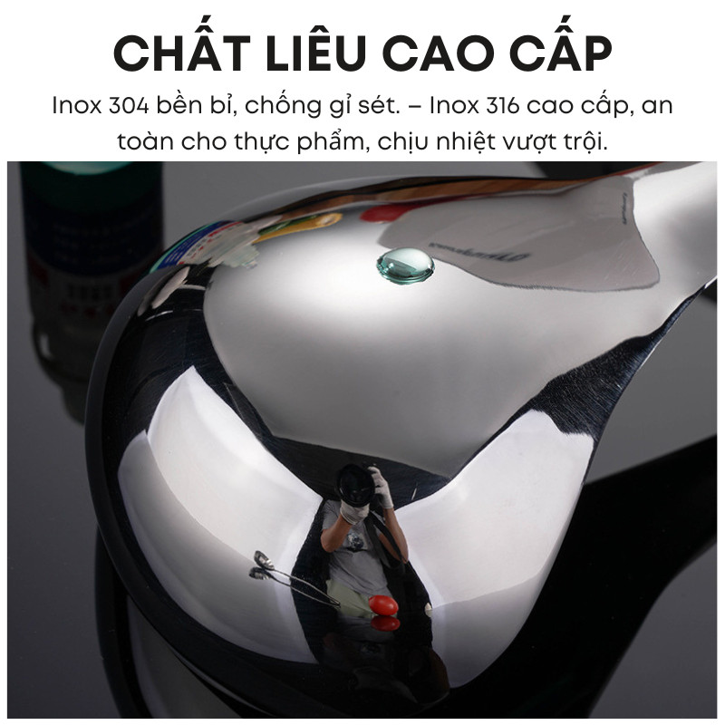 Muôi Múc Canh & Muôi Thủng Inox 304/316 Cao Cấp – Dày Dặn, Sáng Bóng, Lòng Sâu 50ml – Cho Bếp Gia Đình/Nhà Hàng | 121