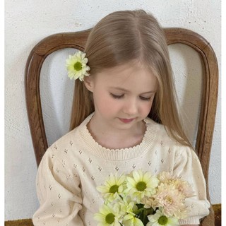 Áo thun ngắn tay cotton mùa hè cho bé gái, kiểu dáng Hàn Quốc, cổ tròn, đan len thời trang, tay phồng tươi mới