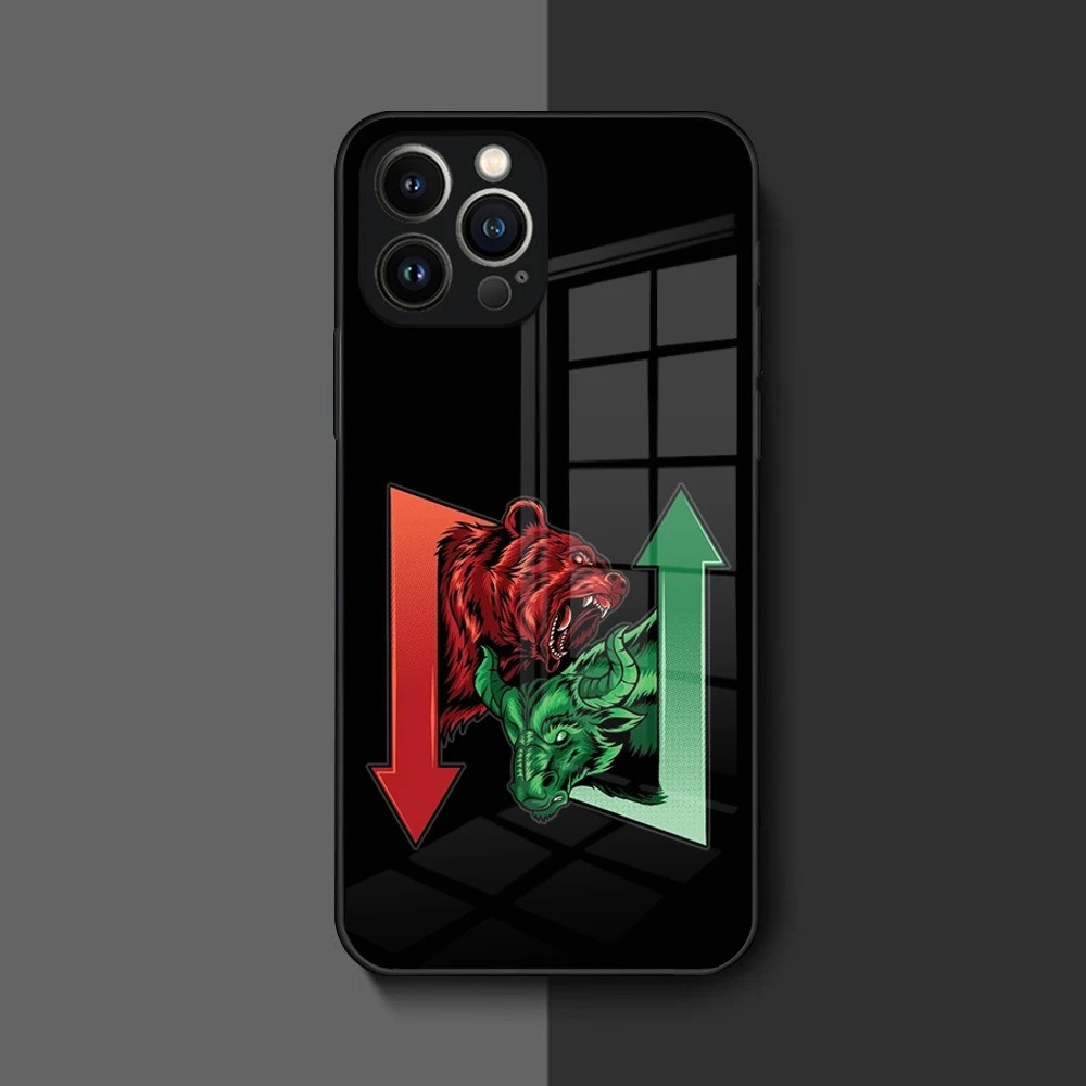 BK-1 Đầu tư thương mại Thị trường chứng khoán Forex Ốp điện thoại cho Iphone 16 17.15 14 12 11 13 Pro Max Mini 8 X Xr Xs Puls Vỏ kính màu đen