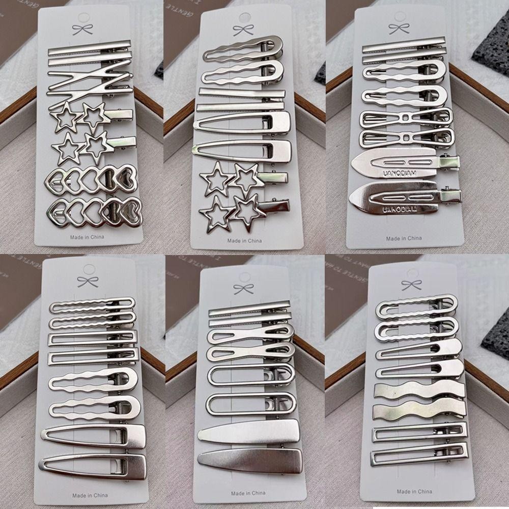 EBINLANDS 8 Cái / bộ Bộ Kẹp Tóc Y2K, Phụ Kiện Tóc Bạc Vintage Kẹp Tóc Bé Gái, Kẹp Mỏ Vịt Tinh Tế Kim Loại Nổ Barrettes Nữ Cô Gái