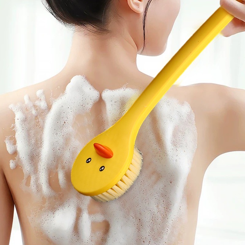Sáng Tạo Dễ Thương Vịt Tắm Bàn Chải Tay Cầm Dài Màu Vàng Boby Chà Dụng Cụ Treo Lỗ Da Máy Mát Xa Tắm Chà Boby Vệ Sinh