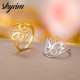 SKYRIM Nhẫn Bướm Thanh Lịch Cho nữ Bé Gái từ Thép Không Gỉ - Trang Sức Thời Trang Quà Tặng