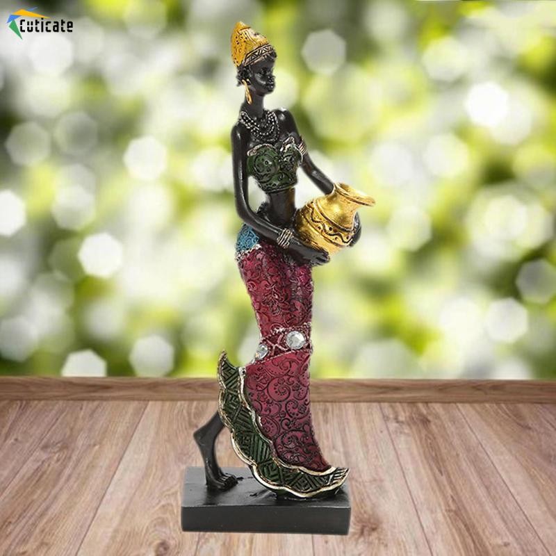 Tượng Châu Phi Bộ Lạc Nữ Điêu Khắc Tivi Kệ Để Bàn Trang Trí