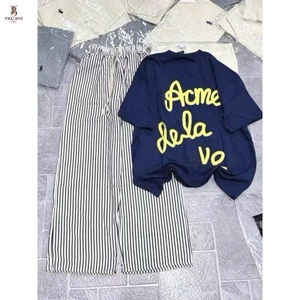 Sét bộ áo thun su+ mix quần suông kẻ sọc form rộng-shopthubio98