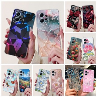 Dành Cho Xiaomi Redmi Note 12 4G Vỏ Hoa Cẩm Thạch Sang Trọng Bướm Silicon Mềm Mỏng TPU Dành Cho Xiomi Redmi Note12 4G Ốp Lưng