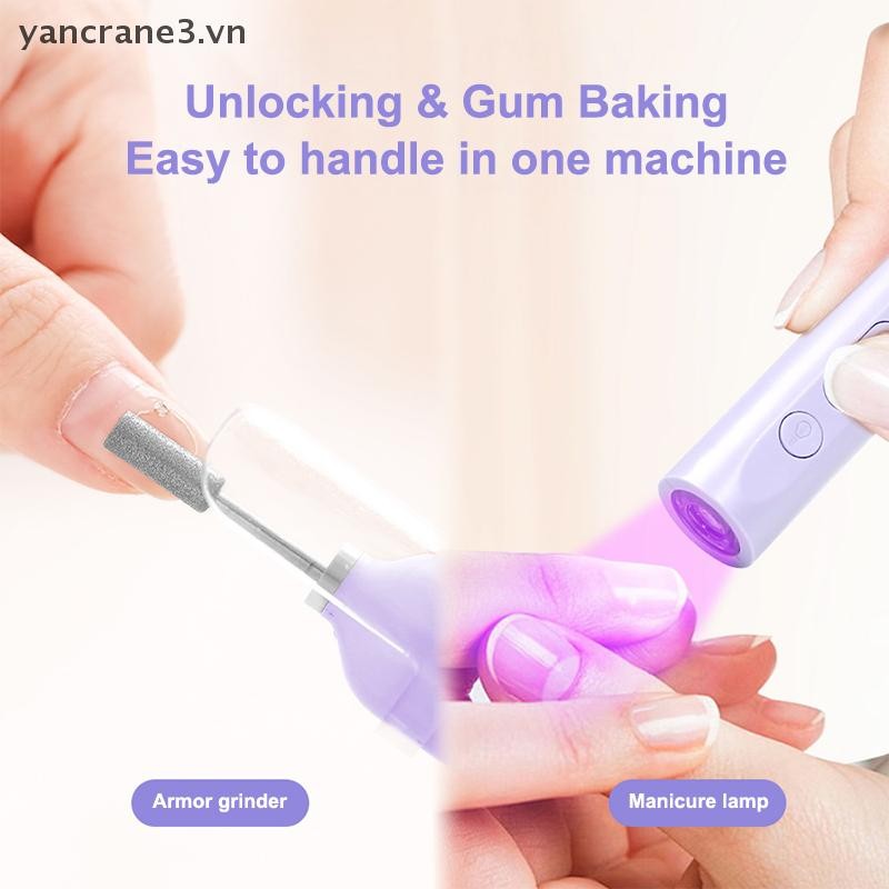 {YAN} Máy khoan móng tay điện 2 trong 1 có thể sạc lại Dụng cụ mài đèn móng tay Dụng cụ phay Bộ chà nhám móng tay đánh bóng mạnh mẽ {ya}