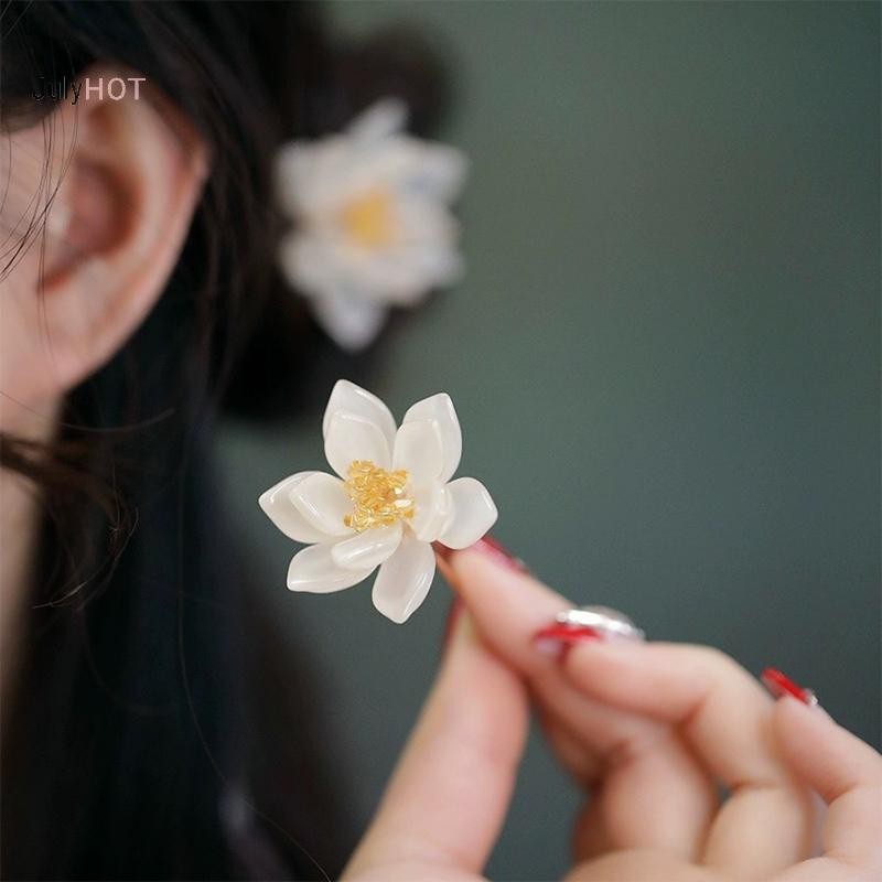 JULYHOT 1 Cặp Kẹp Tóc Vintage Hoa Kính Tiara Trung Quốc Hanfu Phụ Kiện Tóc Hình Sen Chữ U Nĩa Tóc Retro Massivedeals