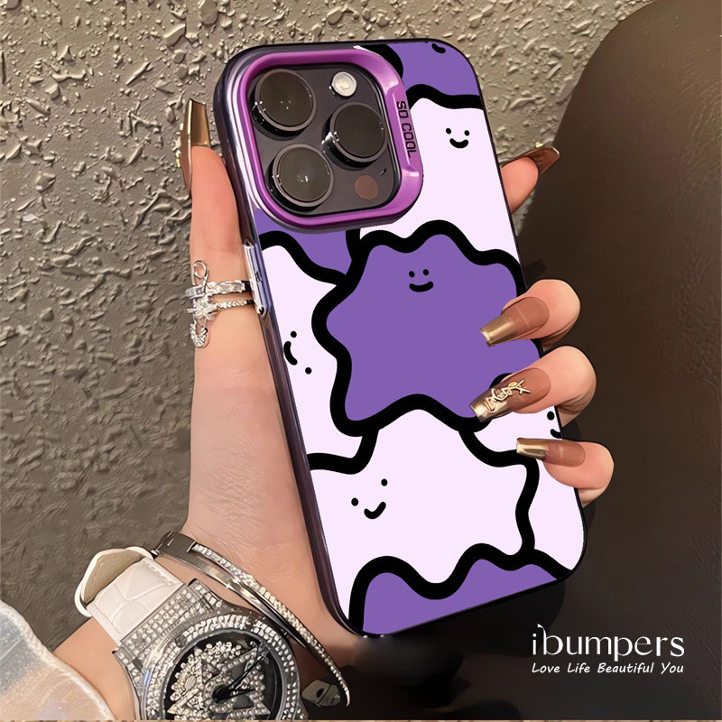 ibumpers Ốp Điện Thoại iPhone Hoạt Hình Dễ Thương Họa Tiết Đám Mây Cho IPhone 16 15 14 12 13 11 Pro Max Ốp Lưng IMD Cứng Và Nhẵn