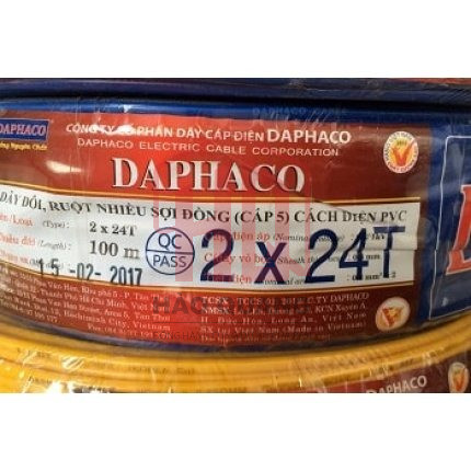 [Mét] Dây điện đôi Daphaco 2x24 (24T) – Lõi đồng nguyên chất