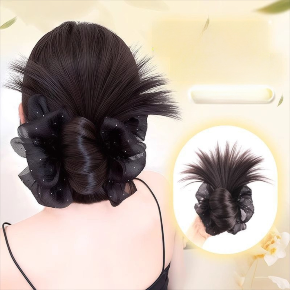 SUNKISSD Tóc Giả Bun Head, Lưới Tóc Tự Nhiên, Kẹp Vuốt, Tổng Hợp Lông Tơ, Phụ Kiện Tóc