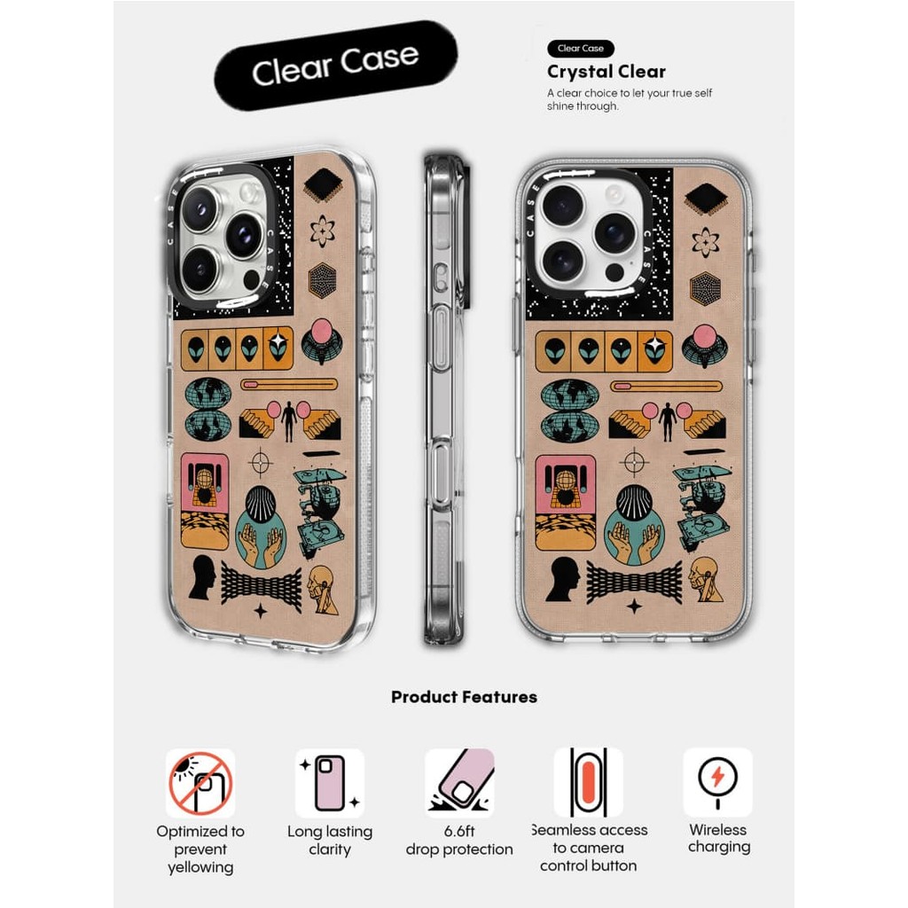 CASECASE X Các Khoáng Chất Khác Tác Động Trong Suốt Hút Từ Tính Cho iPhone 16 / 15 / 14 / 13 Pro Max | Mặt sau Acrylic bảo vệ quân sự với bao bì cao cấp