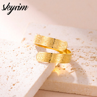 SKYRIM Thép không gỉ Vàng Sen Rune Mở Nhẫn Có Thể Điều Chỉnh - Món Quà Trang Sức Không Gây Dị Ứng Cho Nữ Thanh Thiếu Niên Bền Đẹp Mặc Hàng Ngày