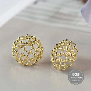 BiBi Trang Sức S925 Bạc Thanh Lịch Rỗng Thiết Kế Hình Học Thời Trang Tính Khí Hợp Thời Trang Trang Trang Sức
