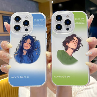 ibumpers Ốp Điện Thoại iPhone Charming Gradient Art Couple Pattern Ốp Lưng Trong Suốt Nhám Mờ Chống Bẩn Chống Sốc Cho IPhone 16 15 14 12 13 11 Pro Max IP 7 8 Plus X XS XR