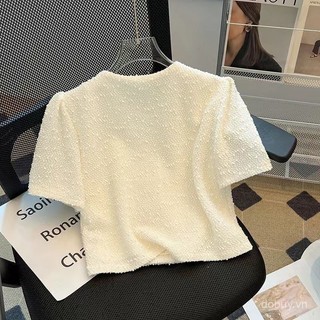 Áo blouse ngắn tay phồng thiết kế nơ nhẹ cho phụ nữ mùa hè 2025, thanh lịch và thoải mái cho buổi hẹn hò