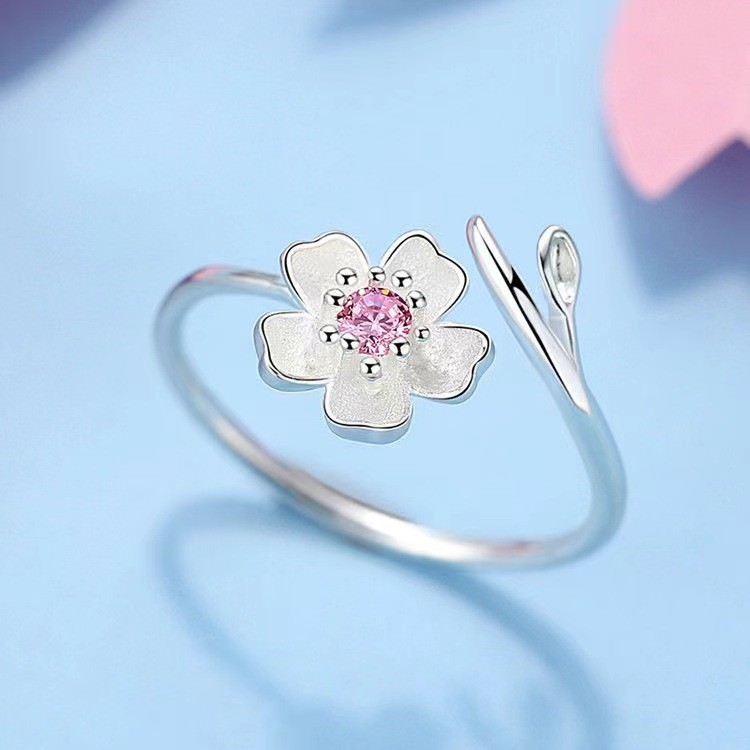 Nhẫn hoa hồng zircon phong cách rừng cho phụ nữ, thanh lịch và độc đáo, thiết kế cao cấp đa năng, nhẫn mở thời trang và cá nhân hóa