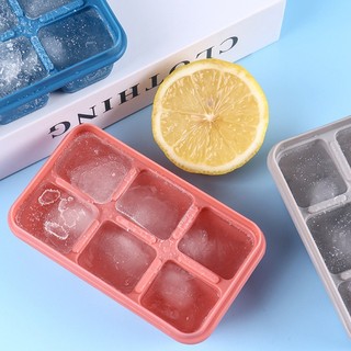 Khay Làm Đá Mini 6 Ô Kèm Nắp Đậy Chống Ám Mùi Tủ Lạnh, Đáy Silicon Dễ Lấy Đá Khỏi Khuôn