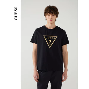 Bán chạy Guess mới mùa hè nam cổ điển in logo đa năng hàng ngày áo thun ngắn tay 610 0608