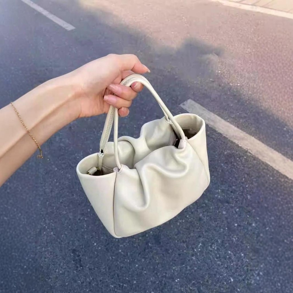 Túi đeo vai kiểu dáng thời trang Hàn Quốc mới, mềm mại và đơn giản, màu sắc đồng nhất, túi đựng rau tươi