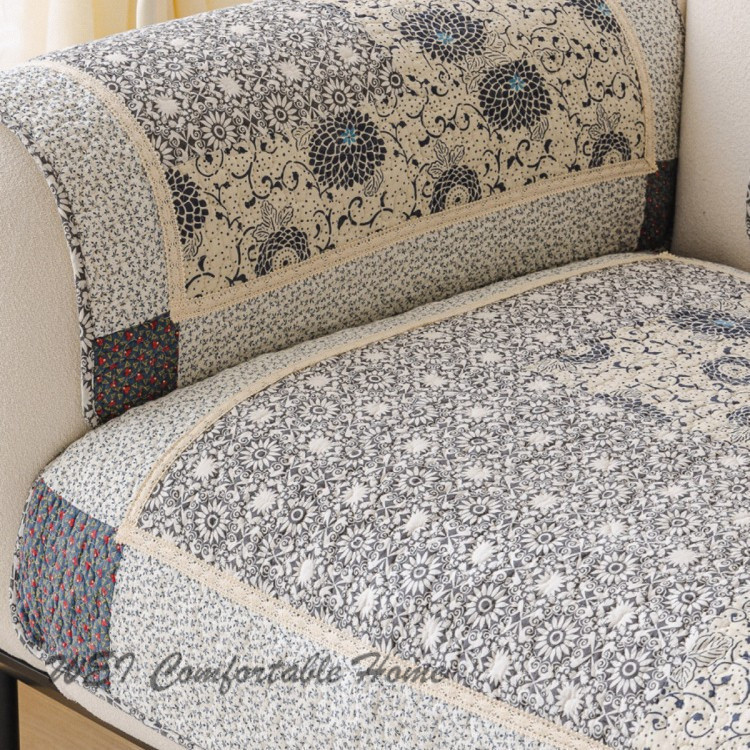 Đệm Sofa Cotton Chắp Vá Không Trượt, Bọc Sofa Chần Tay Chắp Vá, Đệm Ghế Sofa Mộc Mạc