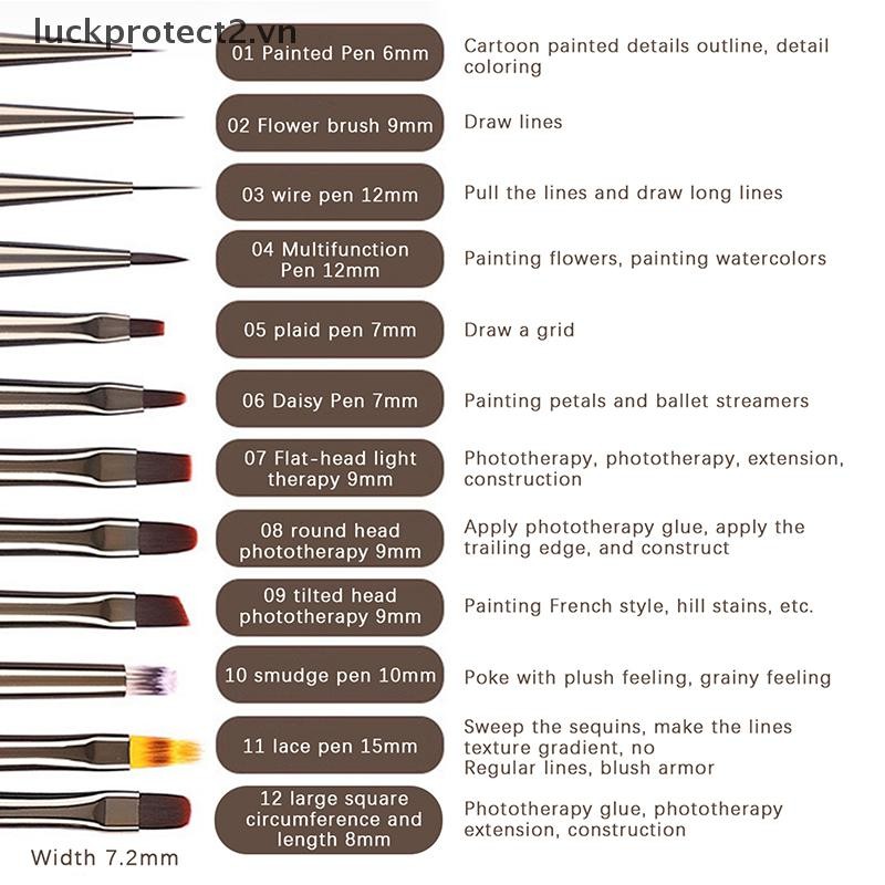# luckpro # Nail Glue Phototherapy Brush UV Gel Painting Pen Nail Art Vẽ Liner Brush Metal Manucure Professionnel Brushes Tools.