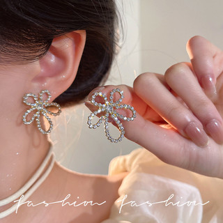 Bông Tai Kim Cương và Ngọc Trai Hoa Phong Cách Hàn Quốc Mùa Hè Siêu Sáng Bóng Đơn Giản Tinh Tế Thời Trang Đa Năng Tai Trang Sức