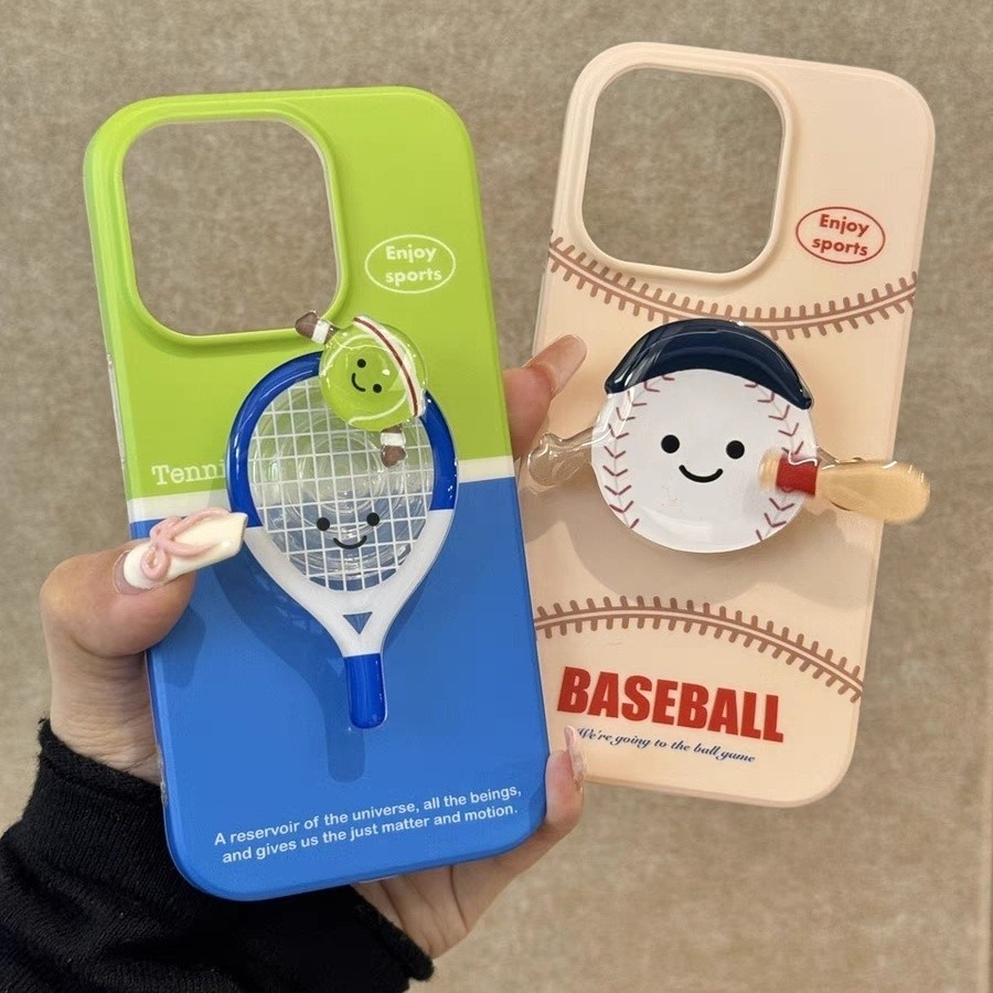 Ins Style Cao Cấp Cảm Giác Màu Xanh Và Xanh Đáy Tennis Giá Đỡ Thích Hợp Cho Apple 16promax Phong Cách Mới 14pro Vỏ Điện Thoại 12