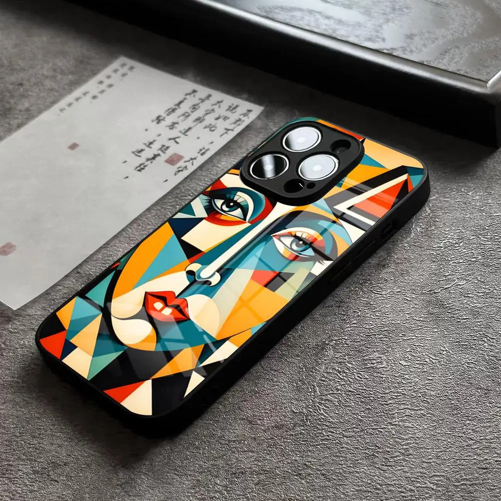 BK-2 Nghệ Thuật Pablo Picasso Lập Thể Ốp lưng IPhone 17,15 Pro Max 14 Pro 12 11 13 Mini X XR XS 16 Plus SE Ốp Lưng Kính Cường Lực